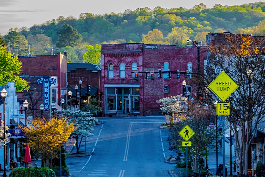 Gallatin, TN - View Down Main Street of Antique District in Tennessee